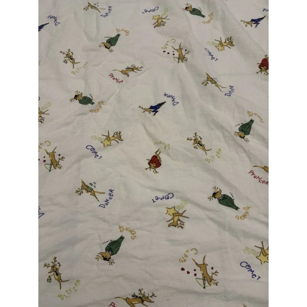 Vintage Pottery Barn Rudolph Reindeer Sheet Set Twin Size Cotton Rare Christmas